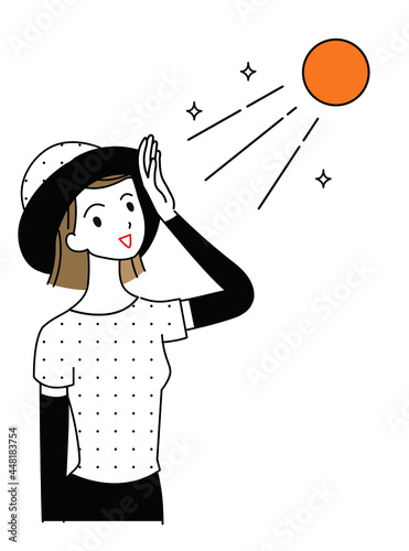 紫外線対策・日焼け対策をする女性のイラスト