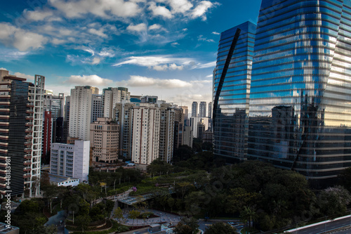 aerial view of commercial offices buildings on Juscelino Kubitschek Avenue, in the south side of Sao Paulo, city
