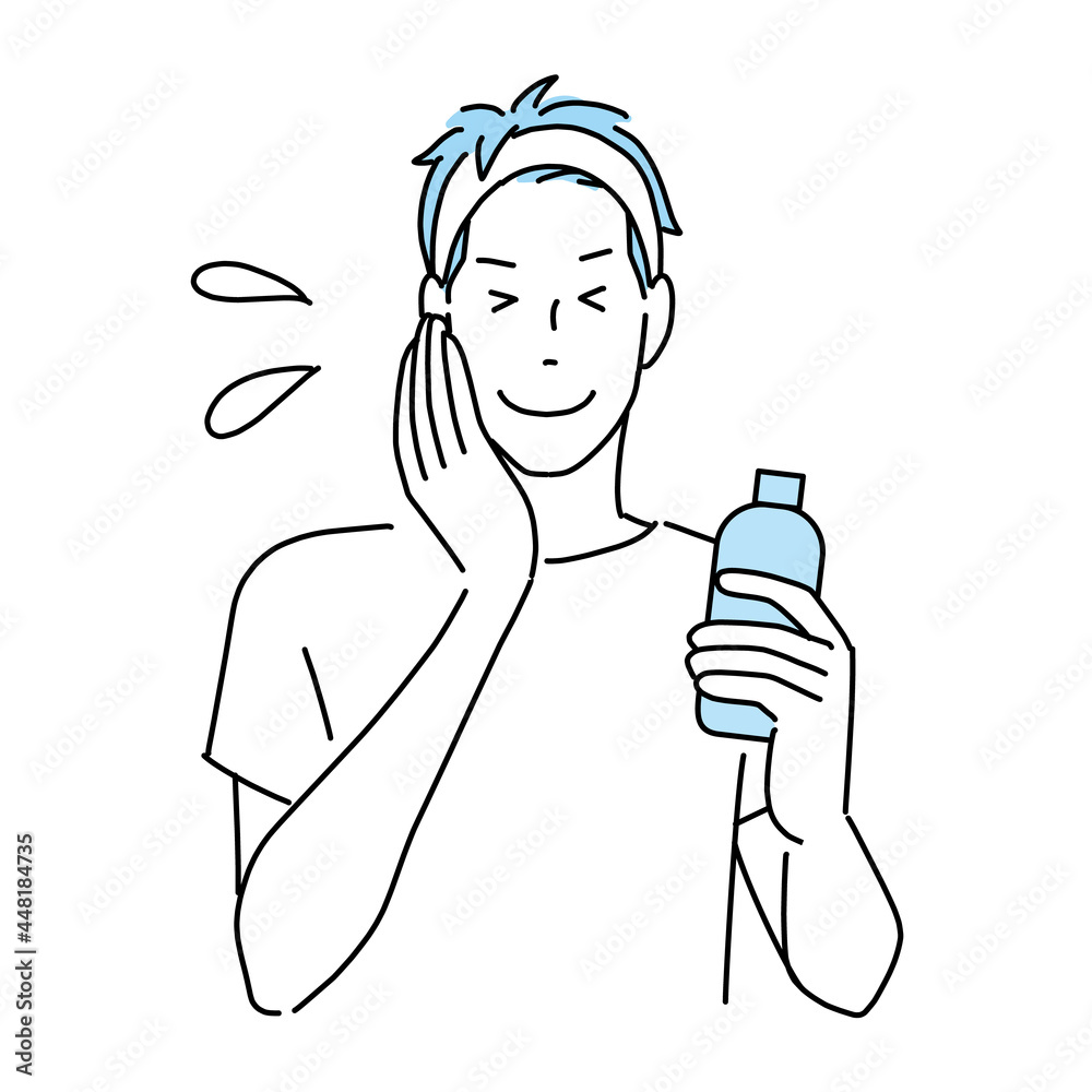 A young man applying a moisturizing lotion to his face A young man applying a moisturizing lotion to his face