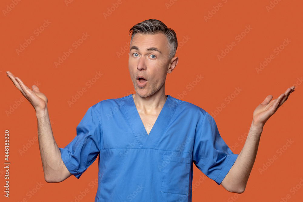 Man showing exclamation and surprise gesture Man showing exclamation and surprise gesture