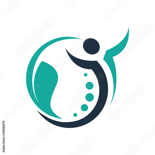 creative human spinal chiropractic physiotherapy logo design illustration
