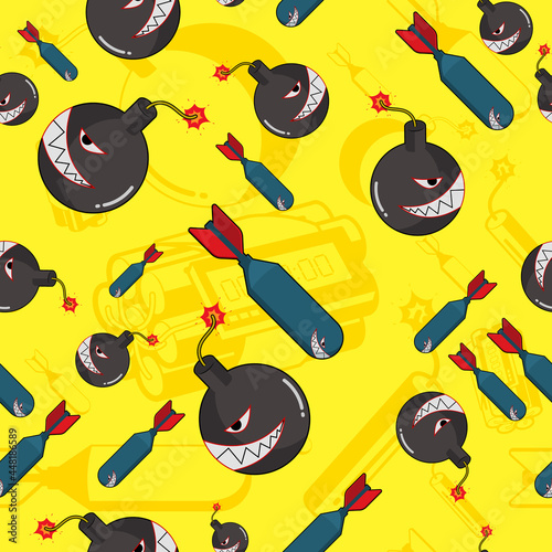 bomb theme vector seamless pattern.  For textile print, web, room wall decor, and etc. vector