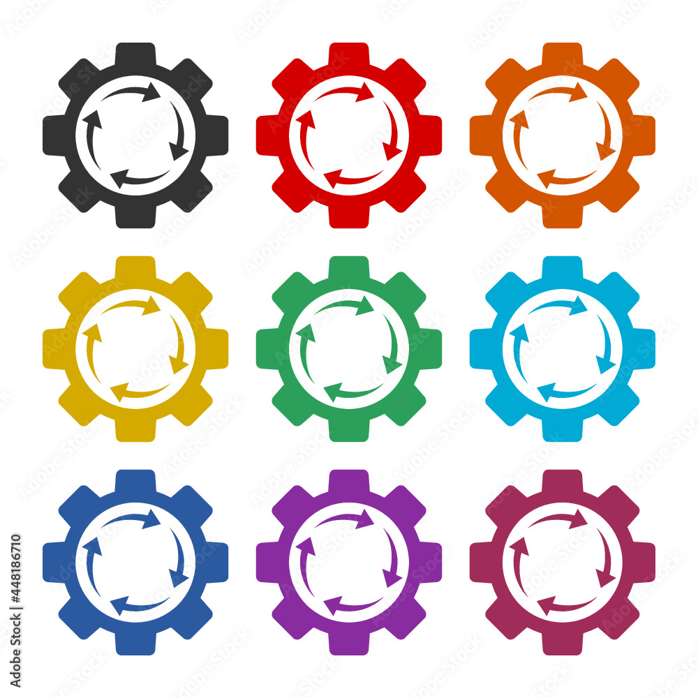 System update color icon set isolated on white background System update color icon set isolated on white background