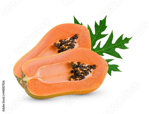 papaya fruit isolated 0n white background