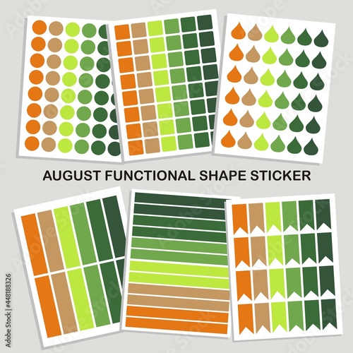 August functional shapes sticker planner