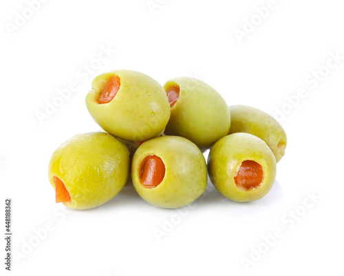 pickled olives isolated on white background