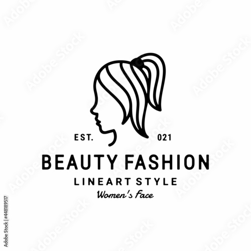 Beauty woman fashion with line art style.Logo for business in the industry of beauty, health, personal hygiene.Logo of a beauty salon, health industry, makeup artist.