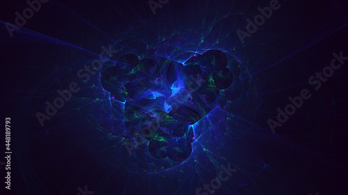 3D rendering abstract multicolor fractal light background