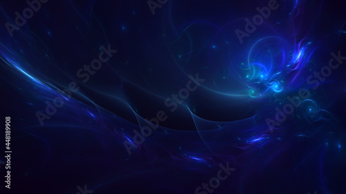 3D rendering abstract blue fractal light background © BetiBup33