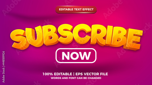 subscribe now editable text effect 3d