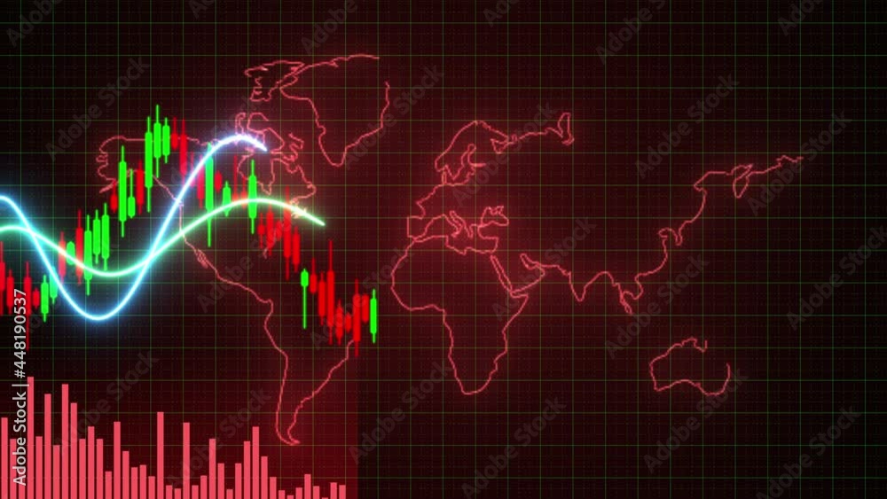 Motion of red green candle stick graph chart of stock market trading ...