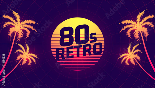80s retro tropical gradient background