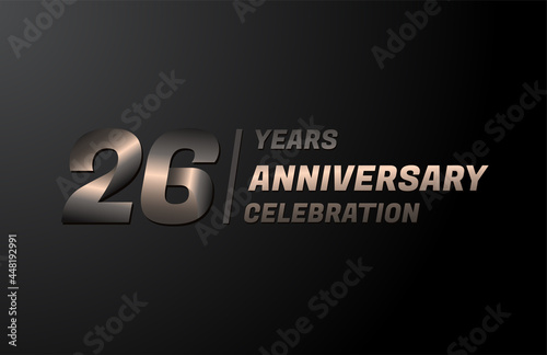 26 years gold anniversary celebration logotype, anniversary banner vector, isolated on black background