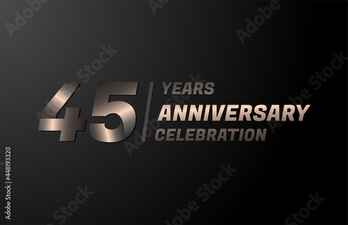 45 years gold anniversary celebration logotype, anniversary banner vector, isolated on black background