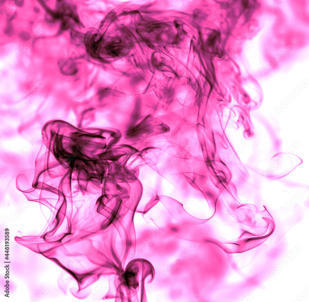 Fototapeta premium Pink smoke on a white background.