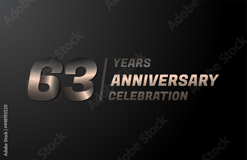 63 years gold anniversary celebration logotype, anniversary banner vector, isolated on black background