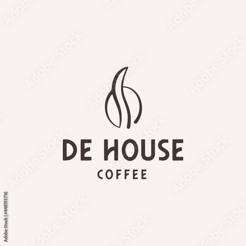 letter DH DB coffee bean logo draw style design for coffee shop