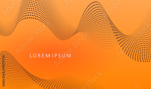 Illustration with orange shade gradient, abstract light wavy shape