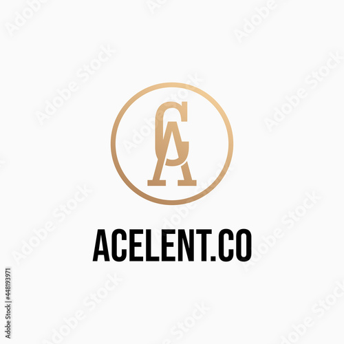 luxury gold letter AC logo with circle lines design for all companies