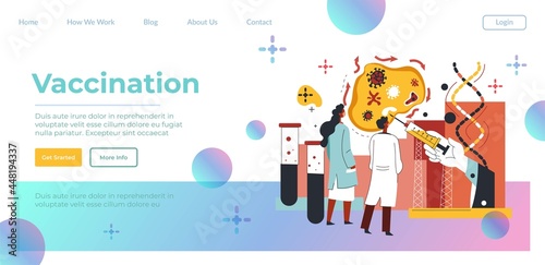 Vaccination process, doctors work in laboratory