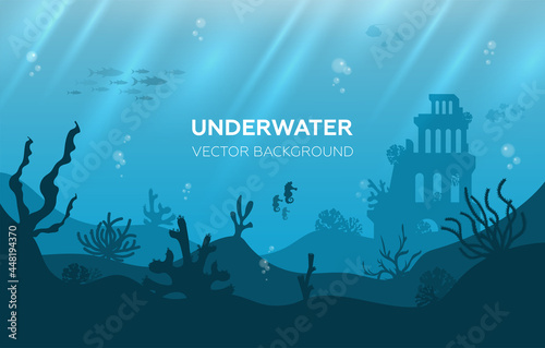 Underwater background with various sea views Fotobehang