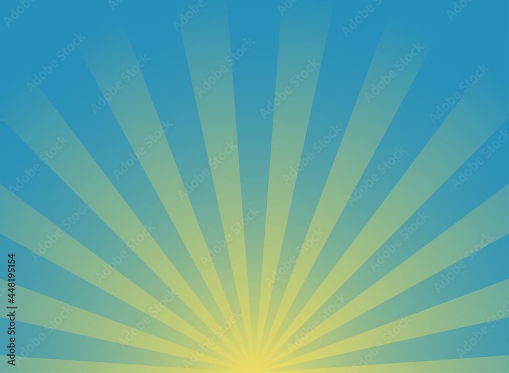 Sunlight retro faded wide background. blue and beige color burst background.
