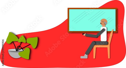 Old man sit down in the chair in front of the window