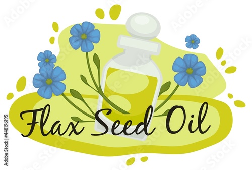 Flax seed oil, natural and organic essence vector