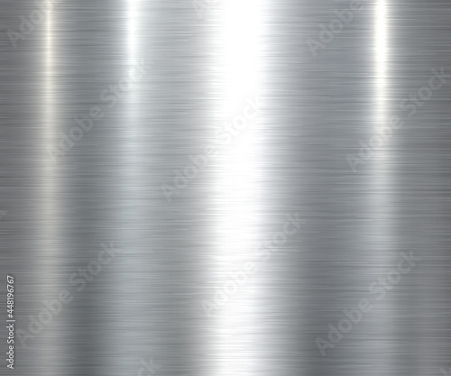 Silver steel metal texture with brushed metal pattern, lustrous and shiny polished plate metallic vector illustration.
