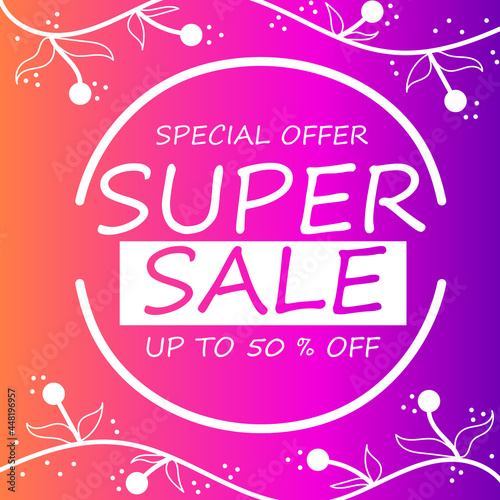 Super sale banner. Illustration for super sale.Discount banner