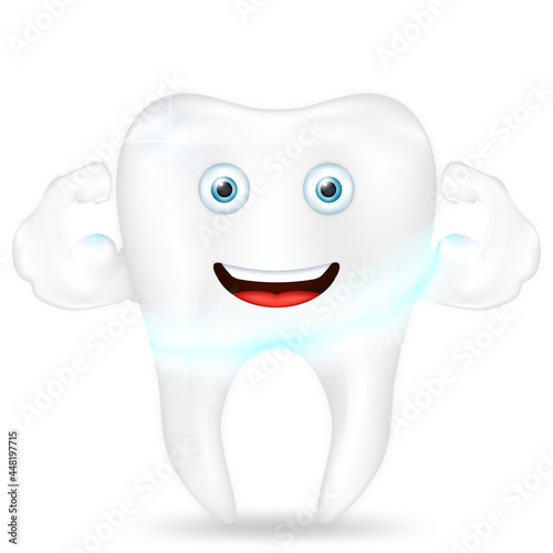 Realistic teeth isolated on white background. dental health and hygiene concept. vector illustration.