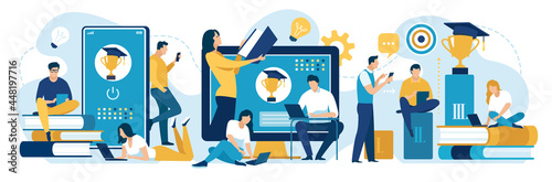 Distance education, e-learning. Concept vector illustration
