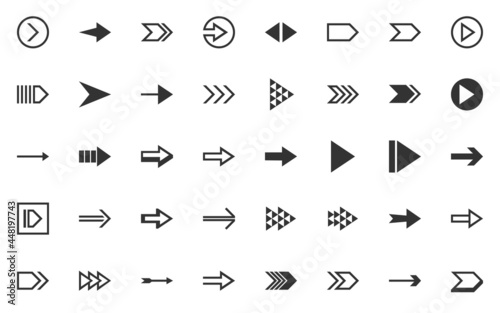 set of arrow design, button, next, play, fast