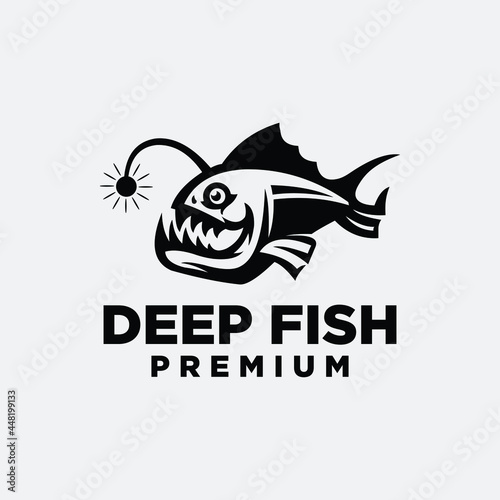 predatory fish in the ocean logo design vector illustration 