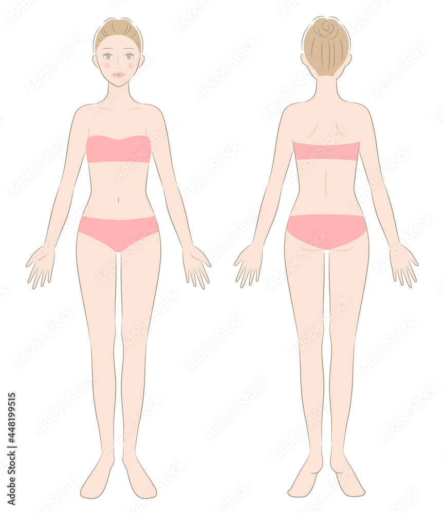 女性 全身 前後 女性 全身 前後