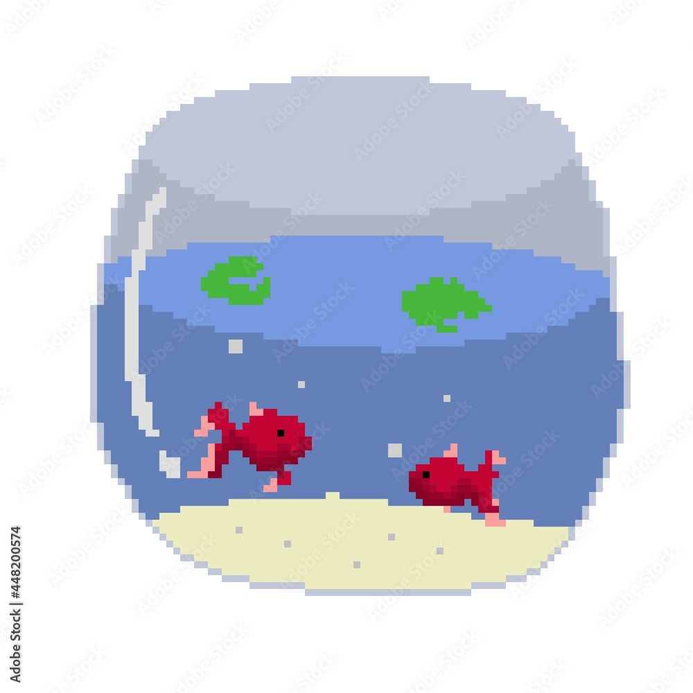 Obraz premium 金魚鉢ドット絵