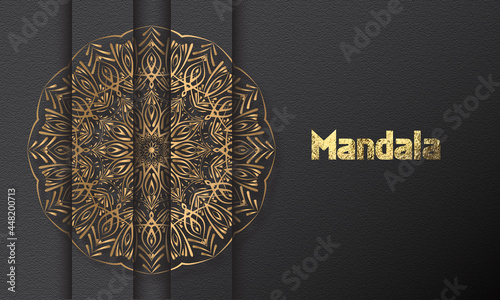 Mandala design mandala vector round luxury design golden brush text.
