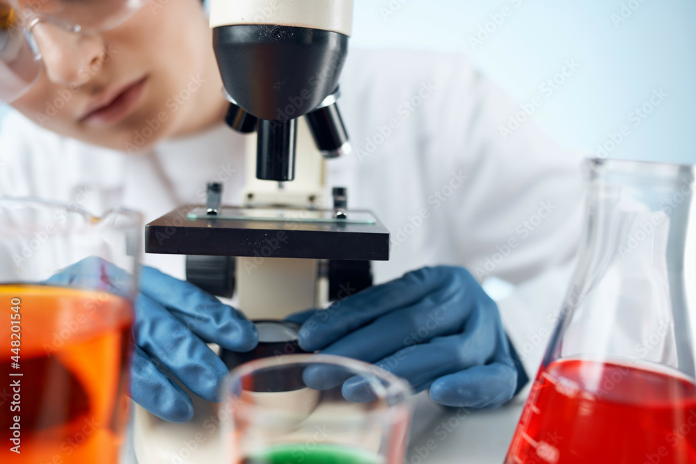 woman laboratory assistant microscope research scientific technology woman laboratory assistant microscope research scientific technology