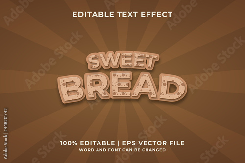 Sweet Bread text effect template premium style Premium Vector