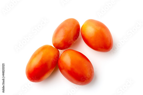 Group of Tomato isolated on a white background. Thai people call ''Srida Tomato''. Top view.