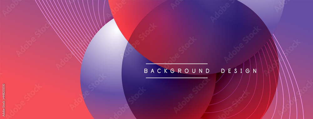 Gradient circles with shadows. Vector techno abstract background. Modern overlapping forms wallpaper background, design template Gradient circles with shadows. Vector techno abstract background. Modern overlapping forms wallpaper background, design template