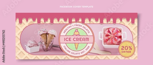 Flat Delicious Ice Cream Facebook Cover