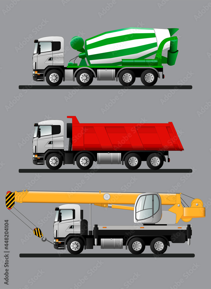 A set of images of construction automobile equipment. Vector illustration. A set of images of construction automobile equipment. Vector illustration.