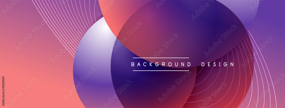 Gradient circles with shadows. Vector techno abstract background. Modern overlapping forms wallpaper background, design template Gradient circles with shadows. Vector techno abstract background. Modern overlapping forms wallpaper background, design template