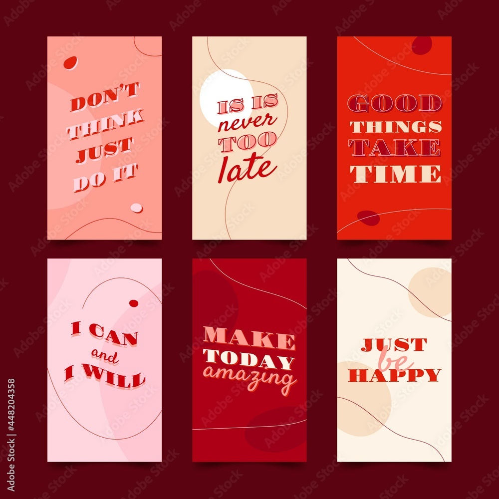 Flat Inspirational Quotes Instagram Story Set