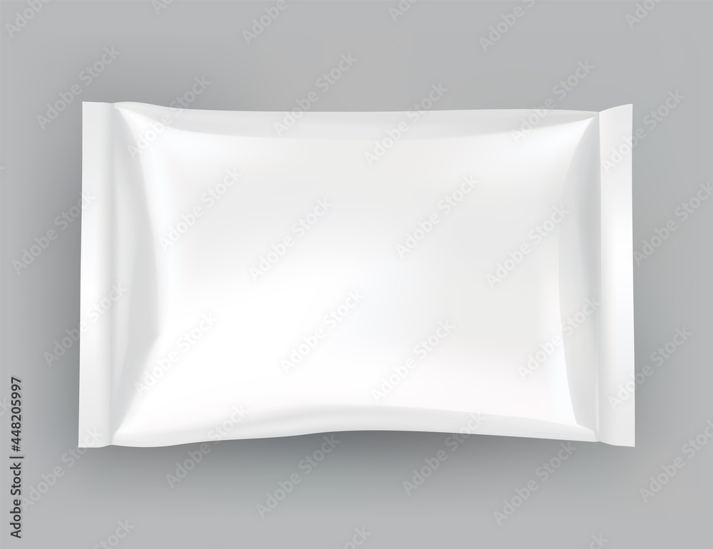 Packaging mockup or pouch template. Realistic glossy blank of doy pack, chip snacks, candy pack or cosmetic product package. Plastic pack template ready for branding Packaging mockup or pouch template. Realistic glossy blank of doy pack, chip snacks, candy pack or cosmetic product package. Plastic pack template ready for branding