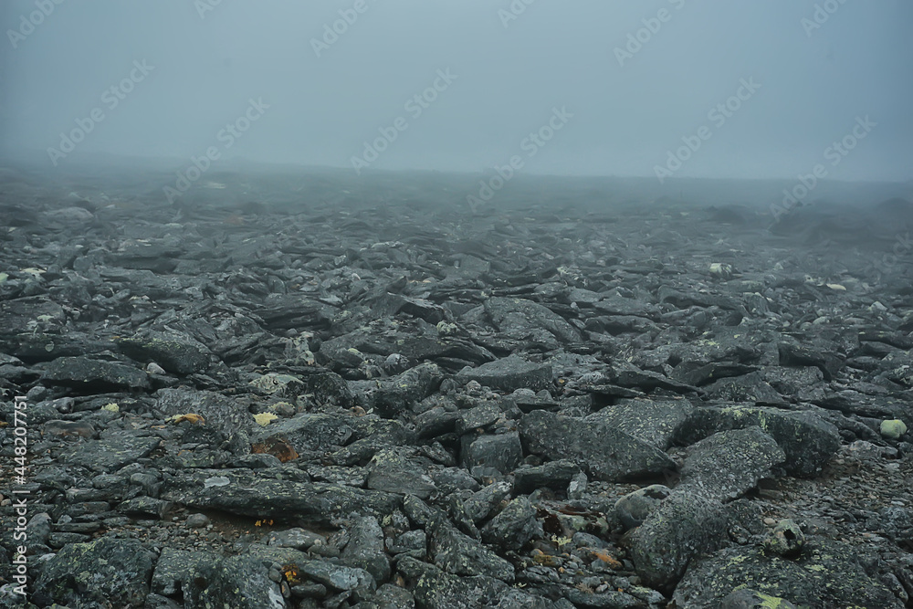 mountains rocks stones fog landscape, background minimalism