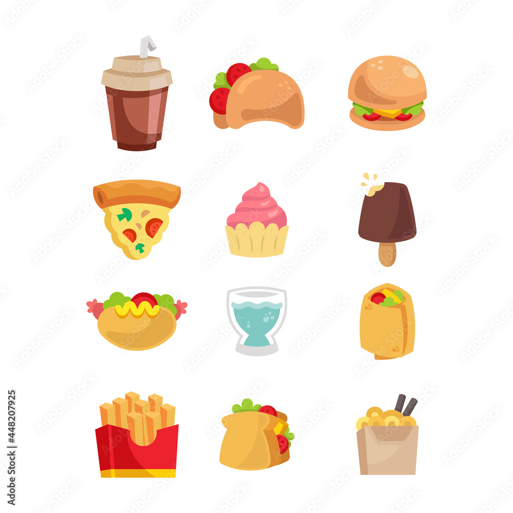 Fast Food Flat Illustration Collection