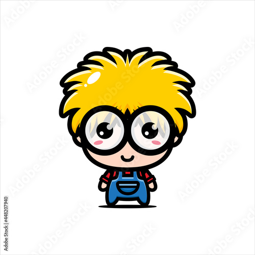 cute and geeky boy cartoon vector design