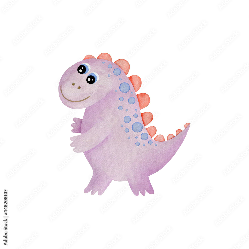 Obraz premium Watercolor dinosaur isolated on white background.